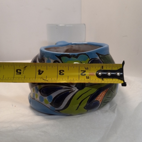 MENDEZ Planter Resting Curled Cat Figurine Ceramic Pottery Blue & Green - Picture 9 of 9